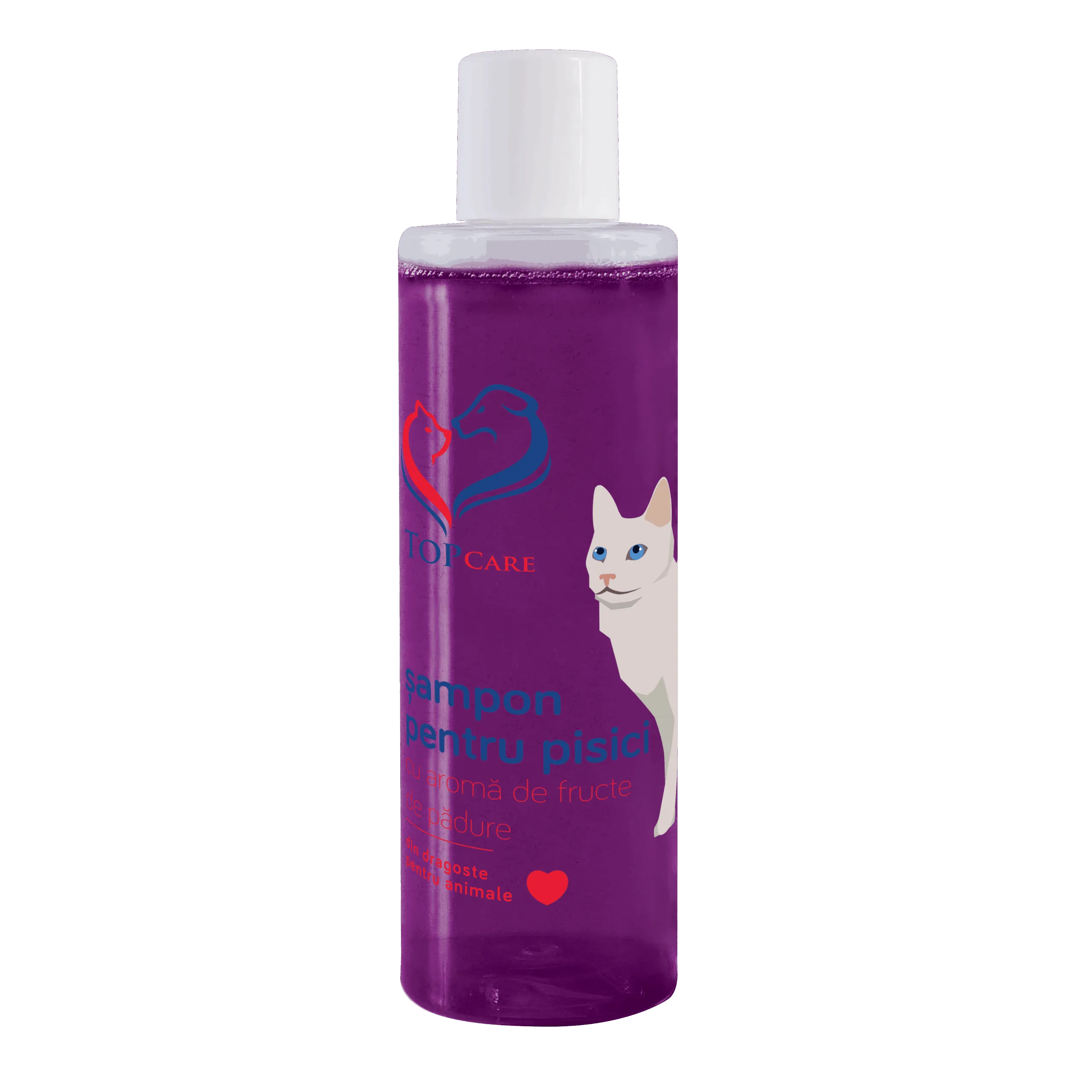 Şampon pentru pisici cu aromă de fructe de pădure Topcare Șampon Topcare pentru pisici cu fructe de pădure – blană moale, curată și strălucitoare